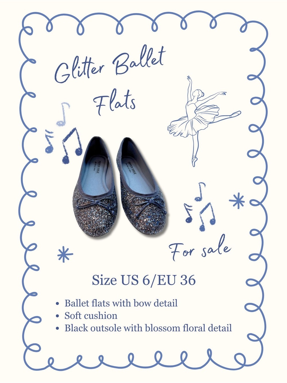 Glitter Ballet Flats - Sparkling Navy